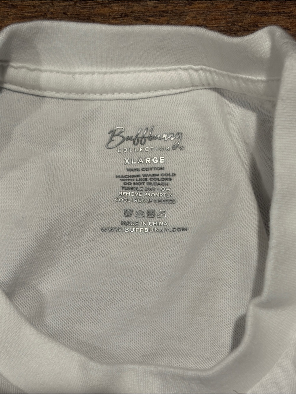 BuffBunny White Cropped Graphic Tee with Green and Tan Logo NWOT - Picture 3 of 4